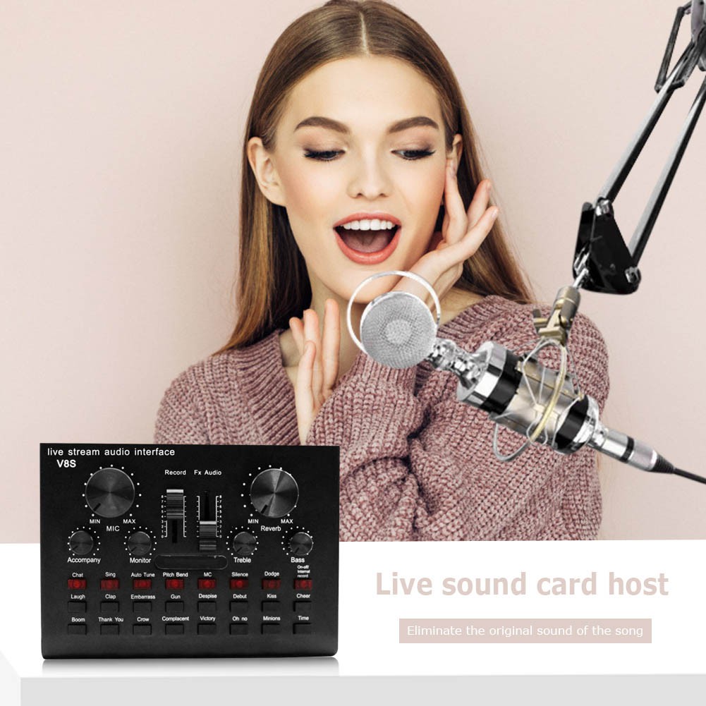 COMBO LIVETREAM THU ÂM MICRO BM900 SOUND CARD V8S,CHÂN KẸP BÀN, MÀNG LỌC ÂM,DÂY LIVE TREAM