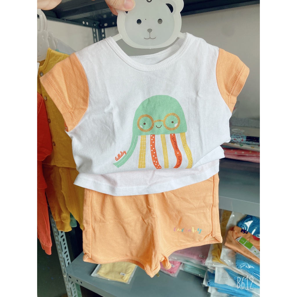 (SALE XẢ KHO ĐỒNG GIÁ 75K) Lullaby Bộ cotton cao cấp mềm thoáng mát thấm hút tốt cộc tay in hình đáng yêu cho bé gái