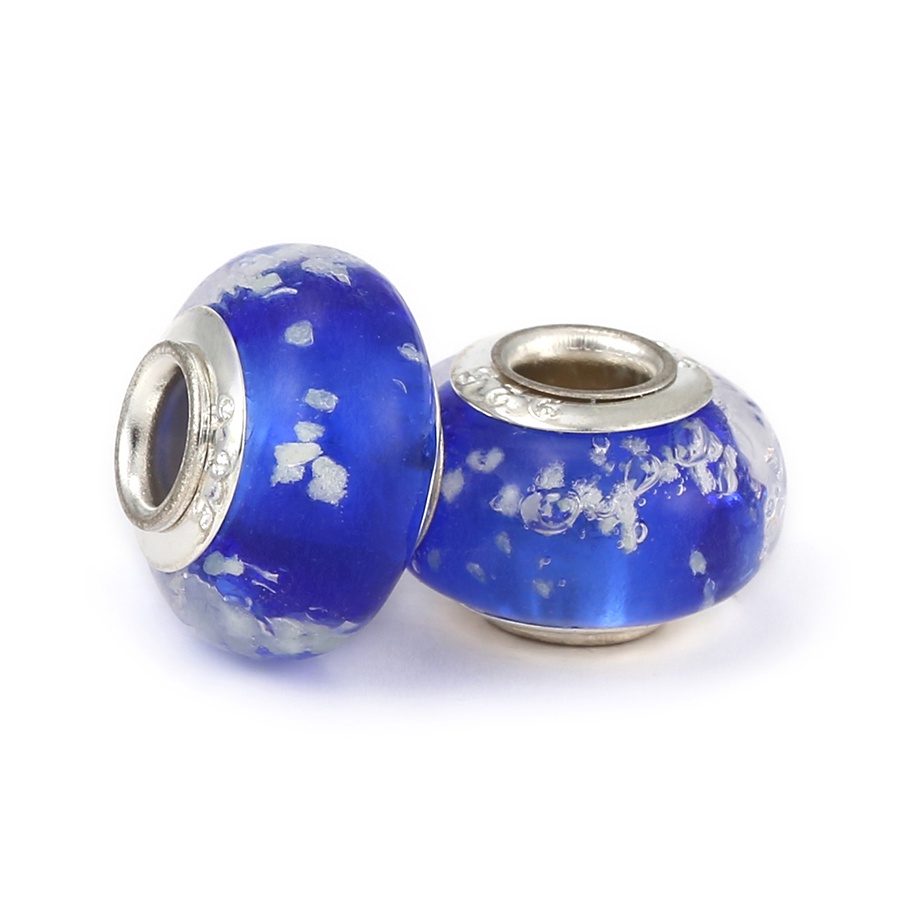 Bộ 2 Hạt Pha Lê Chất Lượng Cao Màu Xanh Dương Dùng Làm Vòng Tay Diy