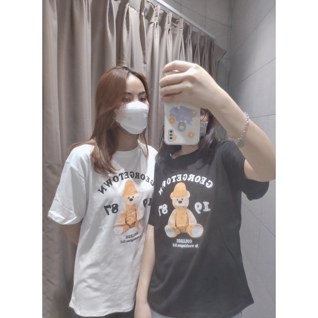 Áo phông unisex tay lửng in Gấu 1987 đẹp hàng chuẩn Quảng Châu 3158 cao cấp thời trang nam nữ giá rẻ