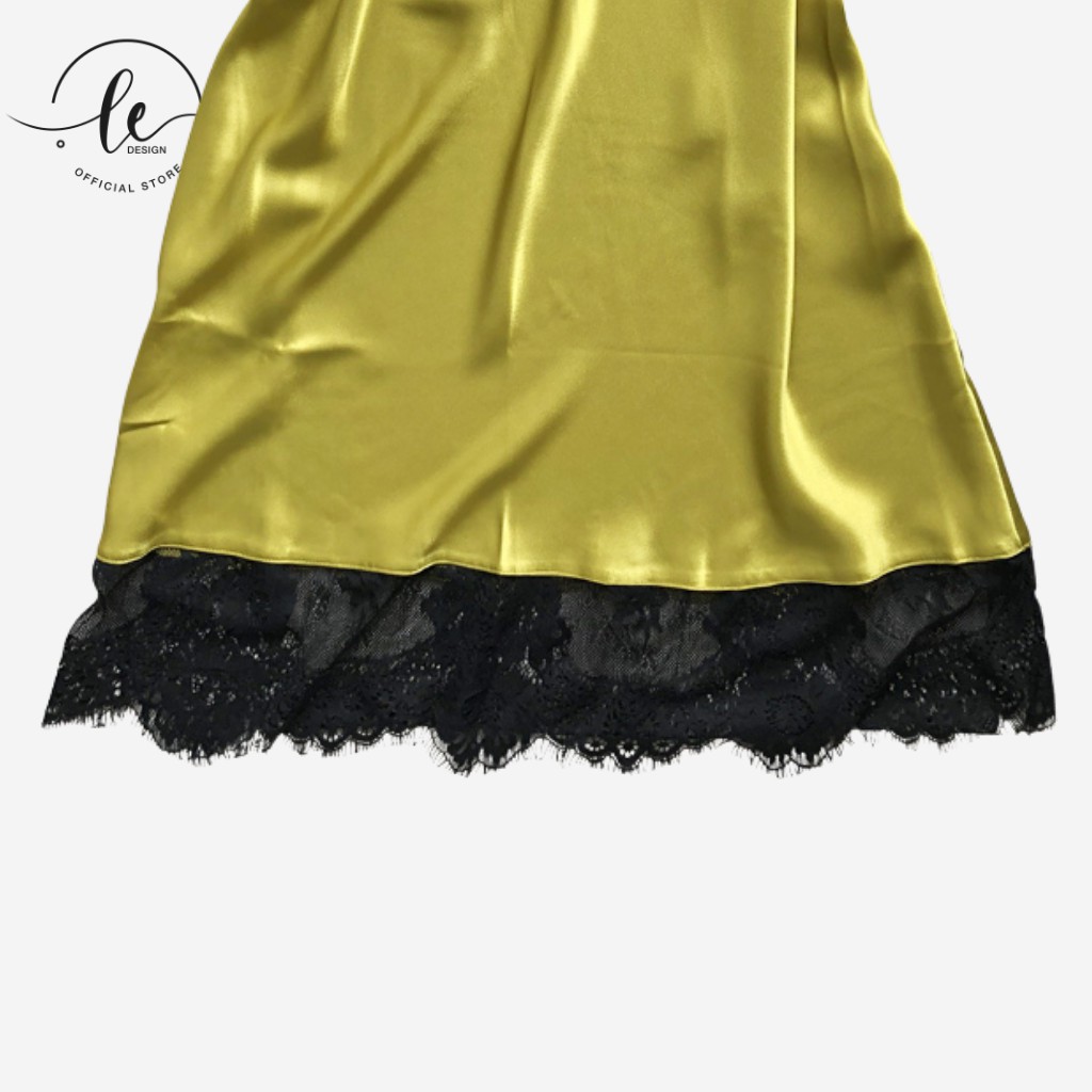 Váy Ngủ 2 Dây Sexy LE.DESIGN Thiết Kế Dáng Suông Hở Lưng Chân Váy Phối Ren Chất Liệu Lụa Mềm Mại Cao Cấp | BigBuy360 - bigbuy360.vn