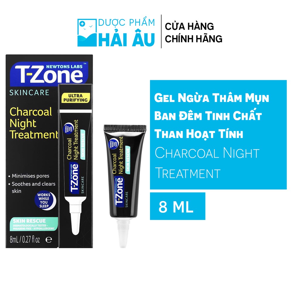 Gel Ngừa Thâm Mụn Ban Đêm Tinh Chất Than Hoạt Tính T-Zone 8ml