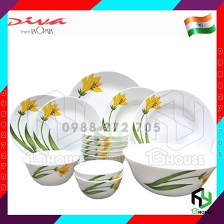 [Chính hãng] Bộ chén đĩa thủy tinh chịu nhiệt 14 món CANARY ARCH - Diva LaOpala Ivory