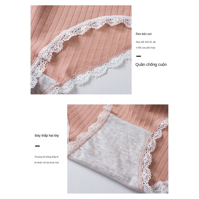 Quần Lót Cotton Phối Ren Thoải Mái Quyến Rũ Cho Nữ