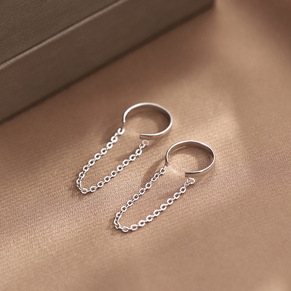 Khuyên Kẹp Vành Tai Bằng Hợp Kim Phối Dây Xích Màu Sắc Phong Cách Harajuku Hàn Quốc Cho Nữ