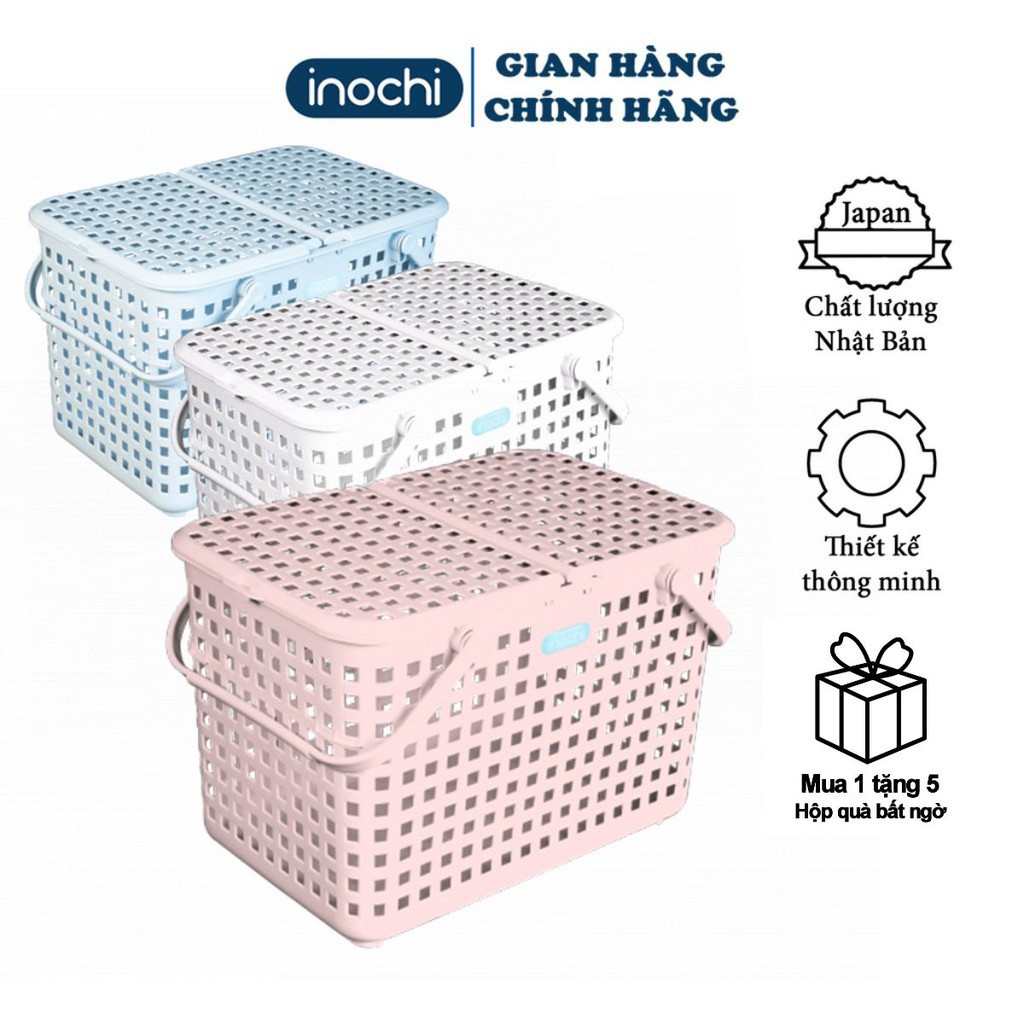 Giỏ đựng quần áo , Làn Đi Sinh đựng đồ đi sinh có nắp nhựa - Chính hãng INOCHI | BigBuy360 - bigbuy360.vn