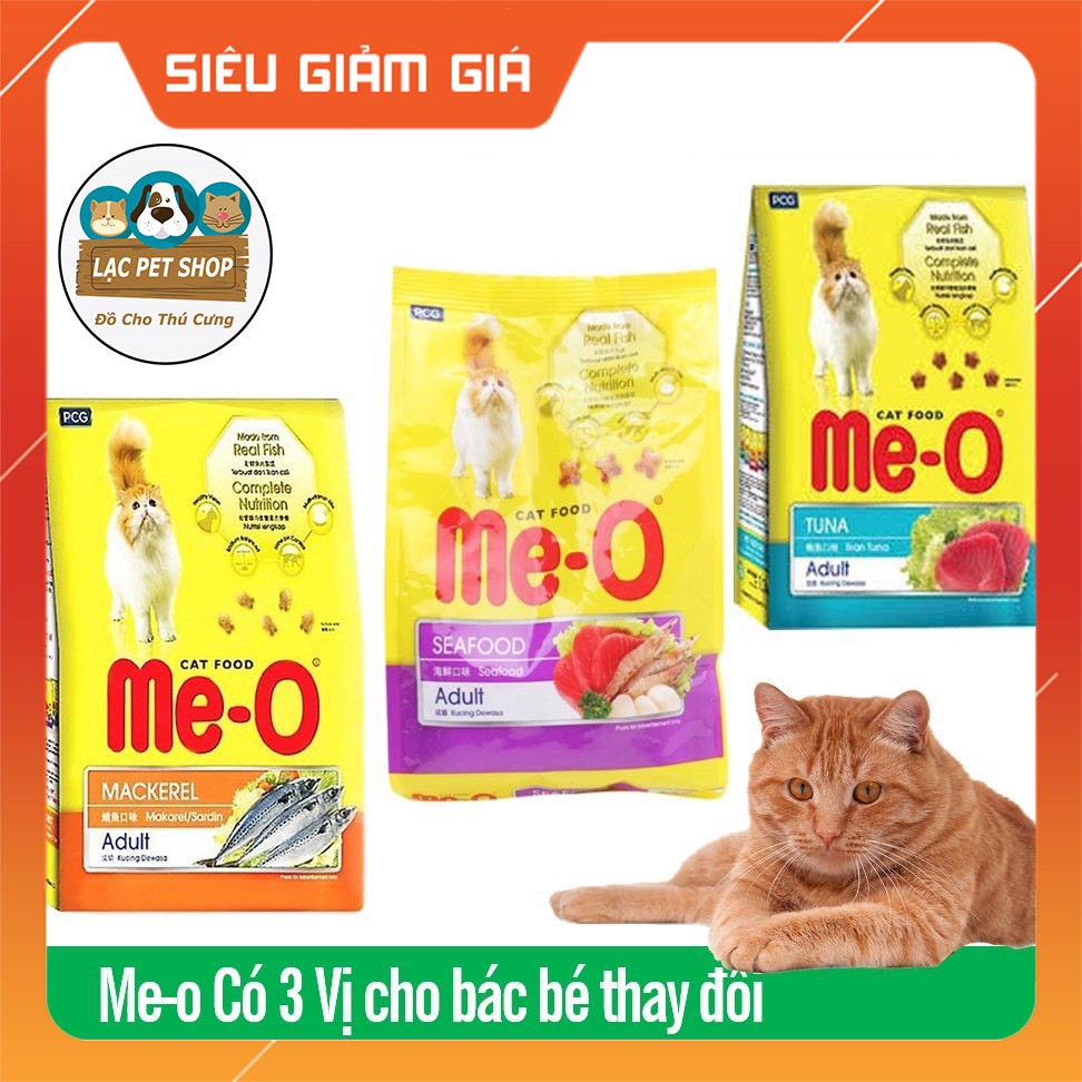 Thức ăn viên Me-o cho mèo lớn 350gr (3 vị) - Cá Thu, Cá Ngừ, Hải Sản