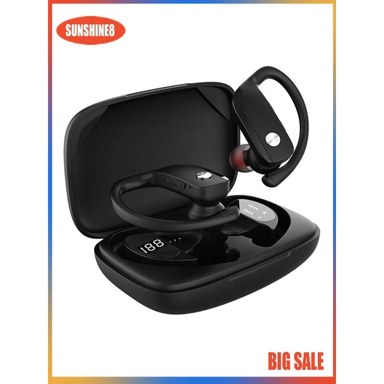 【SUN】T16 Earphones 5.0 Bass True Wireless Stereo Sport LED Display Ear Hook