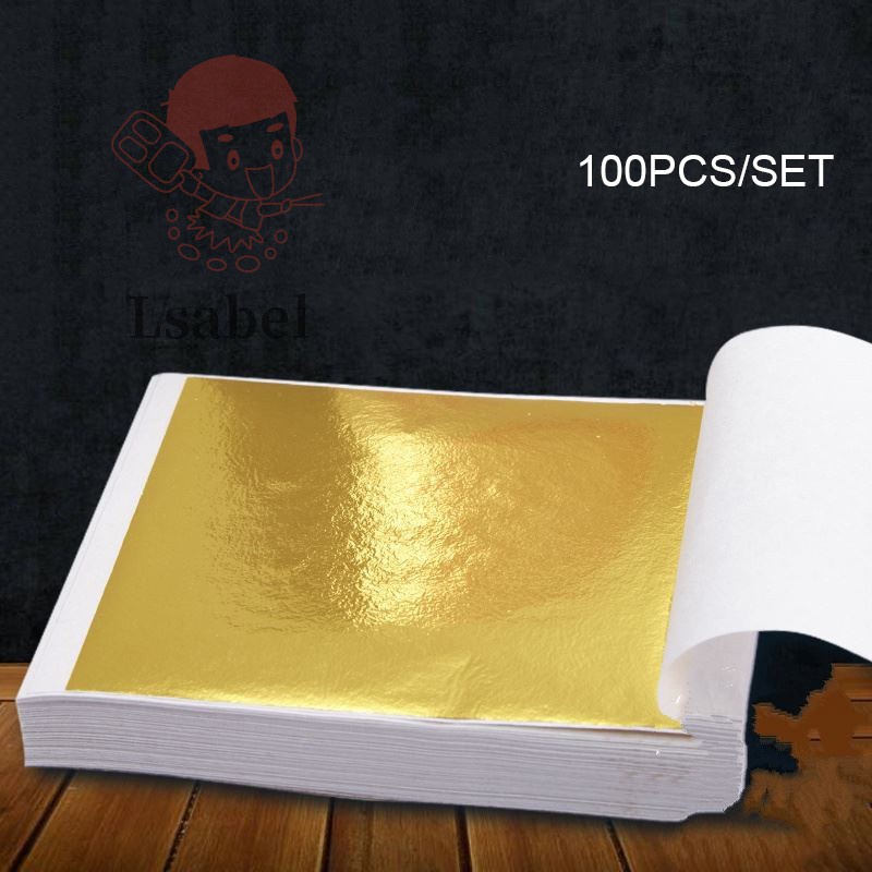 100 Pcs Gold Leaf Sheets Foil Paper for Arts Slime DIY Gilding Nails Art Craft