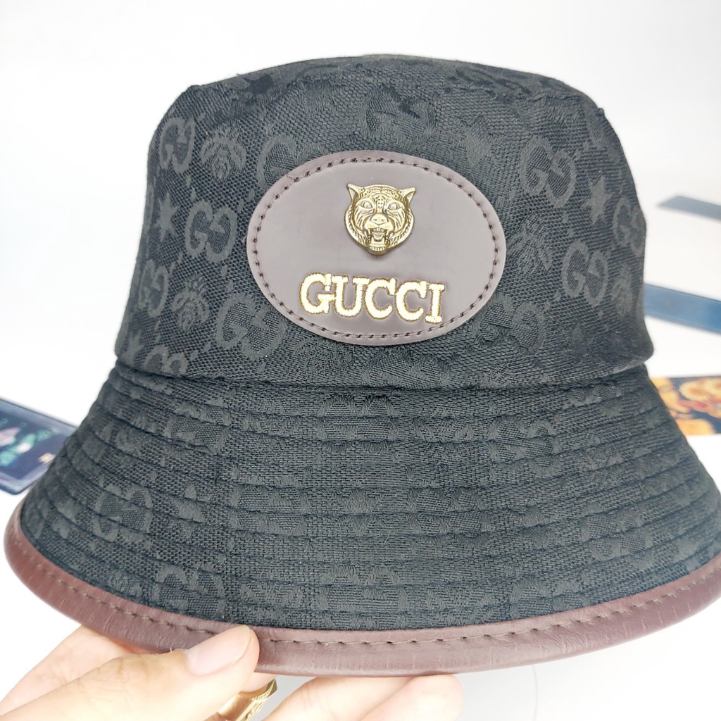 Mũ bucket vành tròn , logo da nổi hổ sắt chất liệu đồng họa tiết cực đẹp
