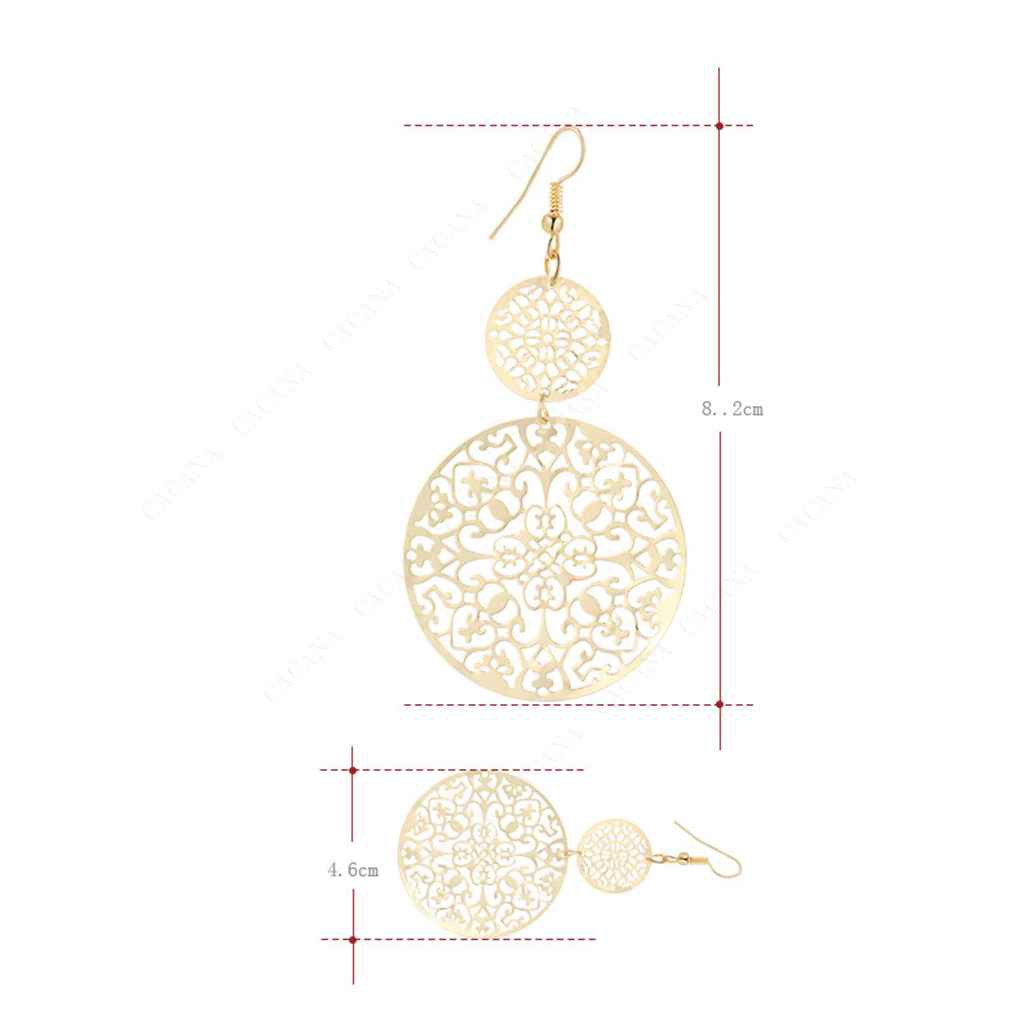 Đôi bông tai kim loại tròn họa tiết hoa cho nữ