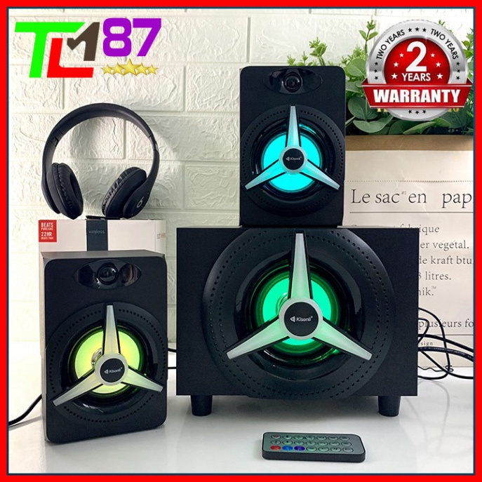 Loa Máy Vi Tính Đèn LED 7 Màu Bluetooth Bass Công Suất Lớn 2.1 KISONLI TM-7000A - Loa Nghe Nhạc PC Laptop Để Bàn Mini