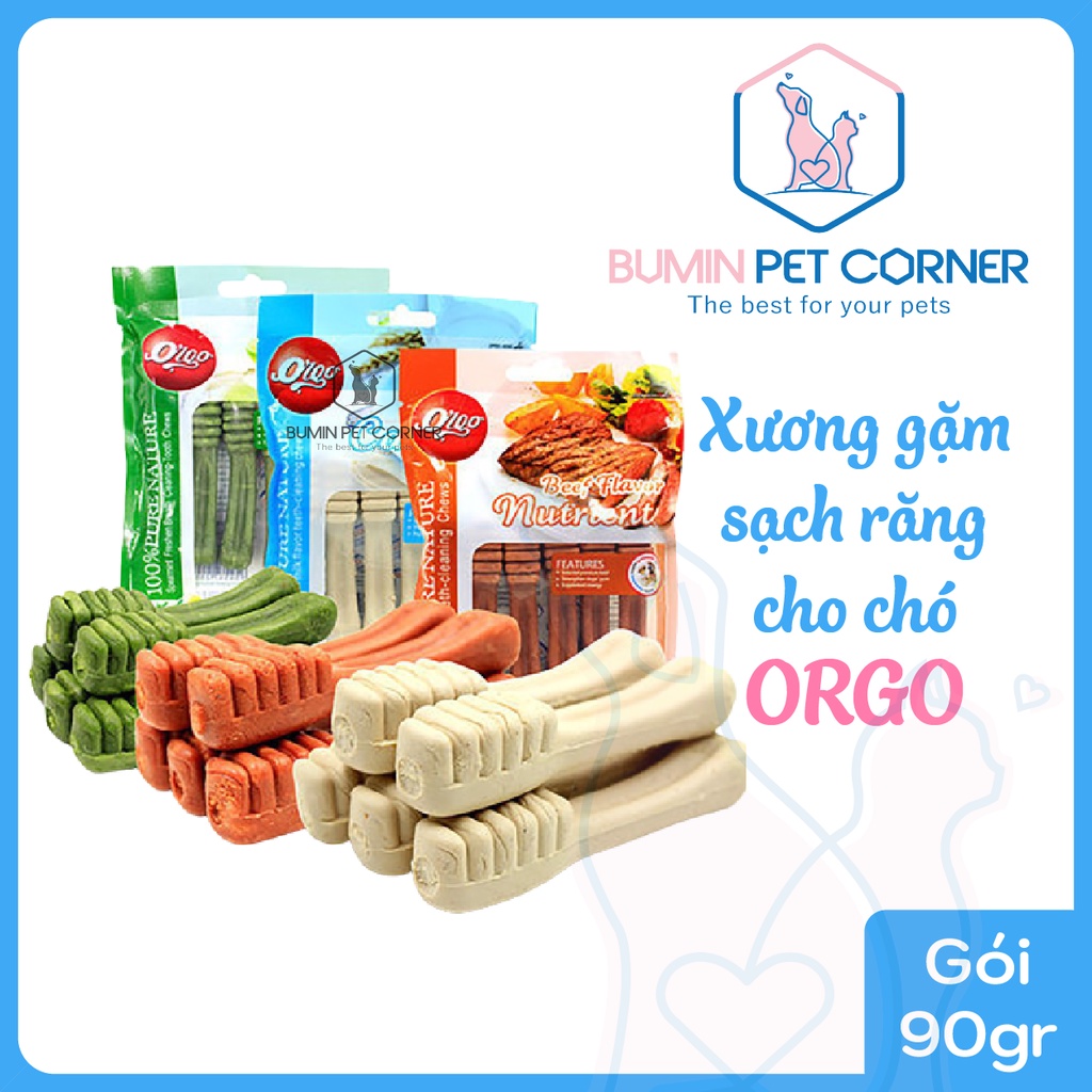 Xương gặm sạch răng chó chó Orgo gói 90gr