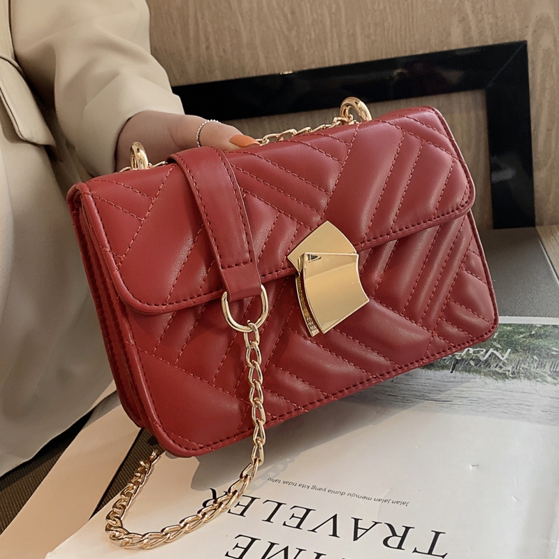 Túi Đeo Vai Hình Vuông Phối Dây Đeo Sợi Xích Phong Cách Hàn Quốc Thời Trang Cho Nữ