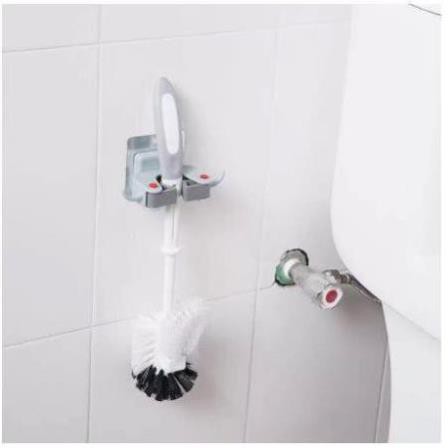 Móc kẹp chổi dán tường treo đồ tiện ích siêu trắc