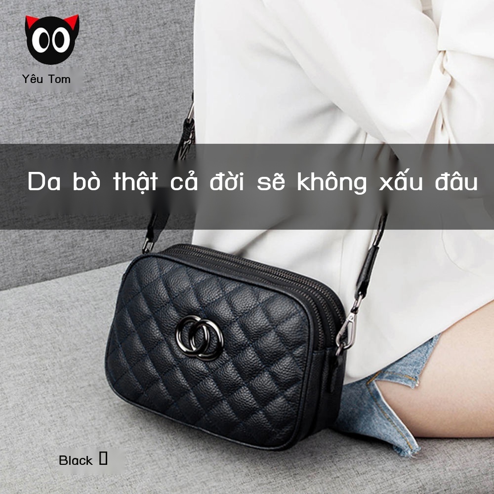 Túi nhỏ ba lớp của phụ nữ 2022 mới hợp thời trang da nhỏ hương thơm phong cách túi đeo vai kim cương của phụ nữ thời tra