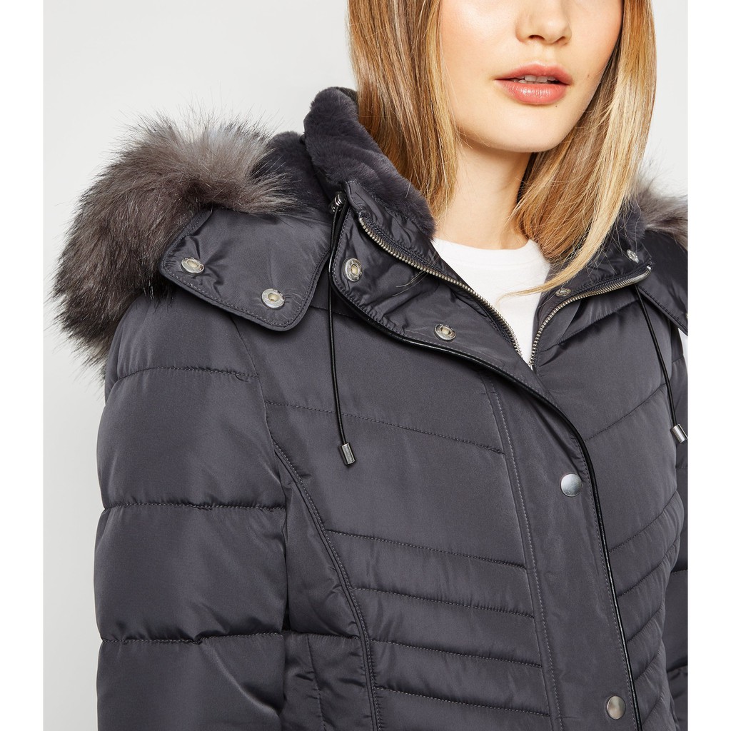 Áo khoác phao Newlook mũ lót lông UK6