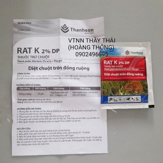 30 gói Thuốc diệt chuột RAT K 2% DP - thanh sơn