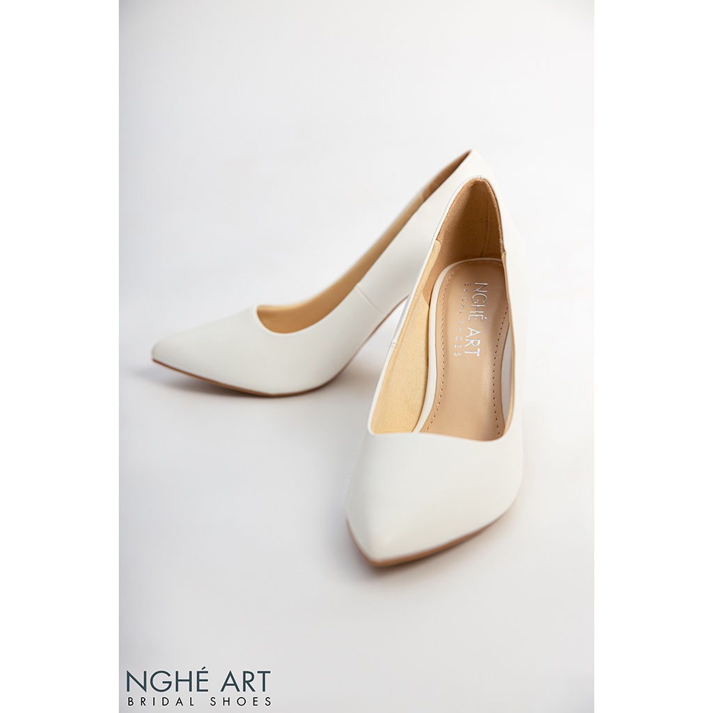 Giày cưới Nghé Art basic bít mũi gót nhọn 189 trắng