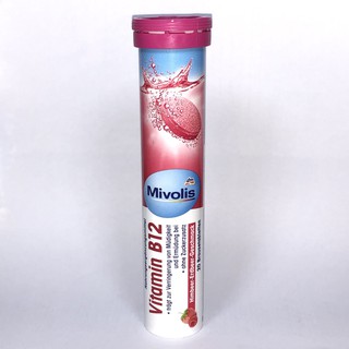 Viên sủi Mivolis Vitamin B12 vị dâu tự nhiên - hàng nội địa Đức