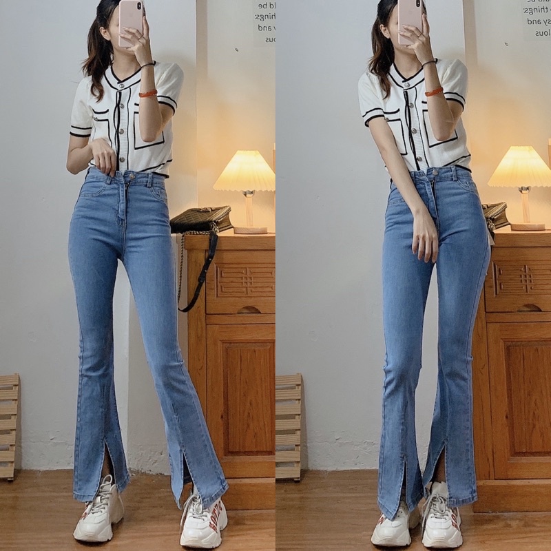 [Ảnh thật/Video]Áo len Levins thiết kế viền đen sang chảnh Áo len croptop hàng Quảng Châu