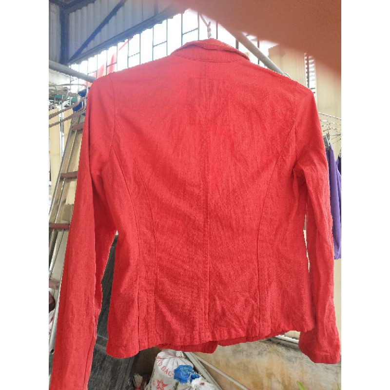 Áo vest đỏ cam chất jean