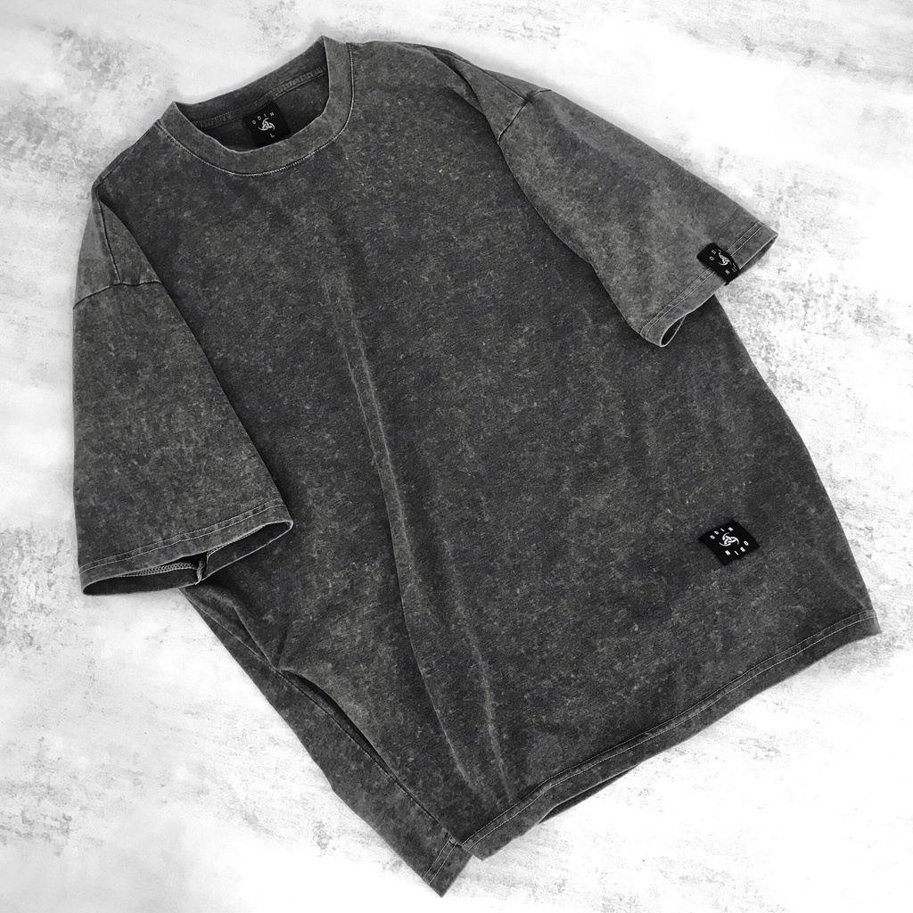 Áo phông loang trơn xám đen form rộng đẹp- Áo thun tay lỡ Unisex nam nữ kiểu hàn quốc vải cotton HARI in hoạ tiết