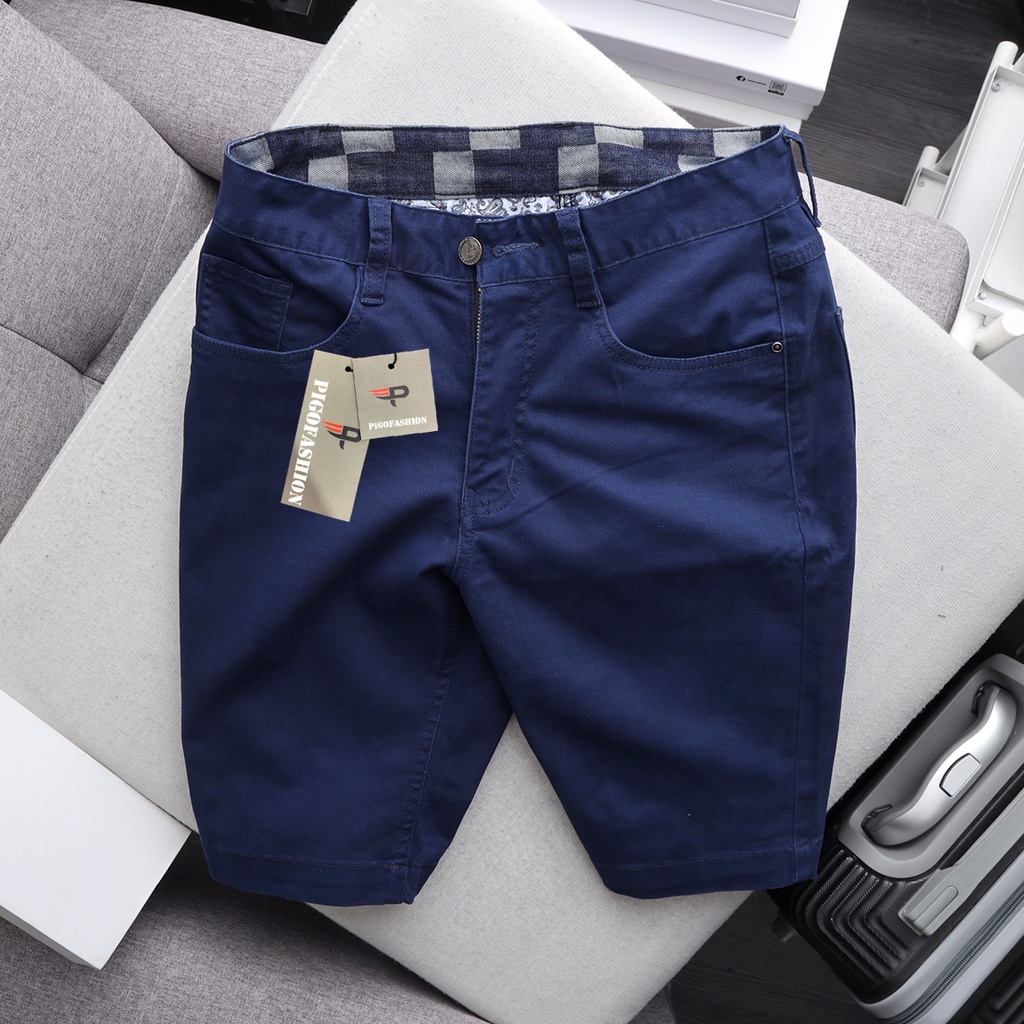 Quần short kaki AMANBASIC kiểu dáng giả jeann co giãn nhẹ có size lớn chọn màu AMSKJ01