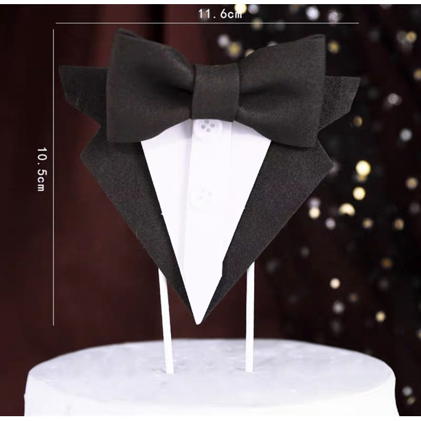 Set que cắm áo vest thắt nơ đen quý ông