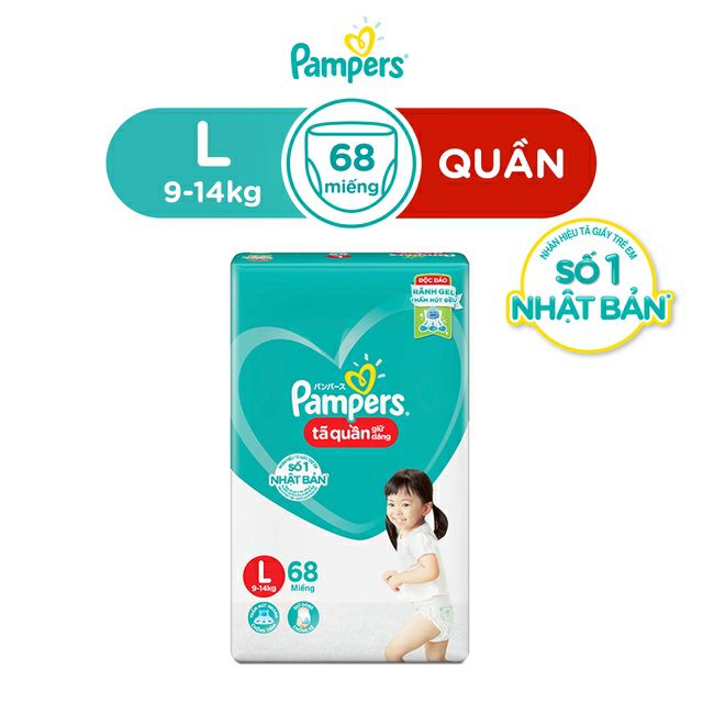 Tã quần Pampers M74/M60, L54/L68, XL48/XL62, XXL44/XXL56 mới