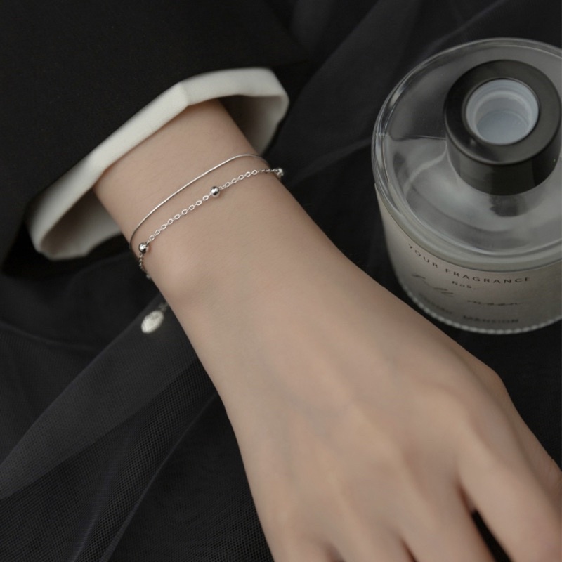 Lắc tay bạc nữ tinh tế DUYSON SILVER vòng tay bạc Ý 925 mạ vàng trắng dây kép đơn giản Basic cá tính [LTXK7]