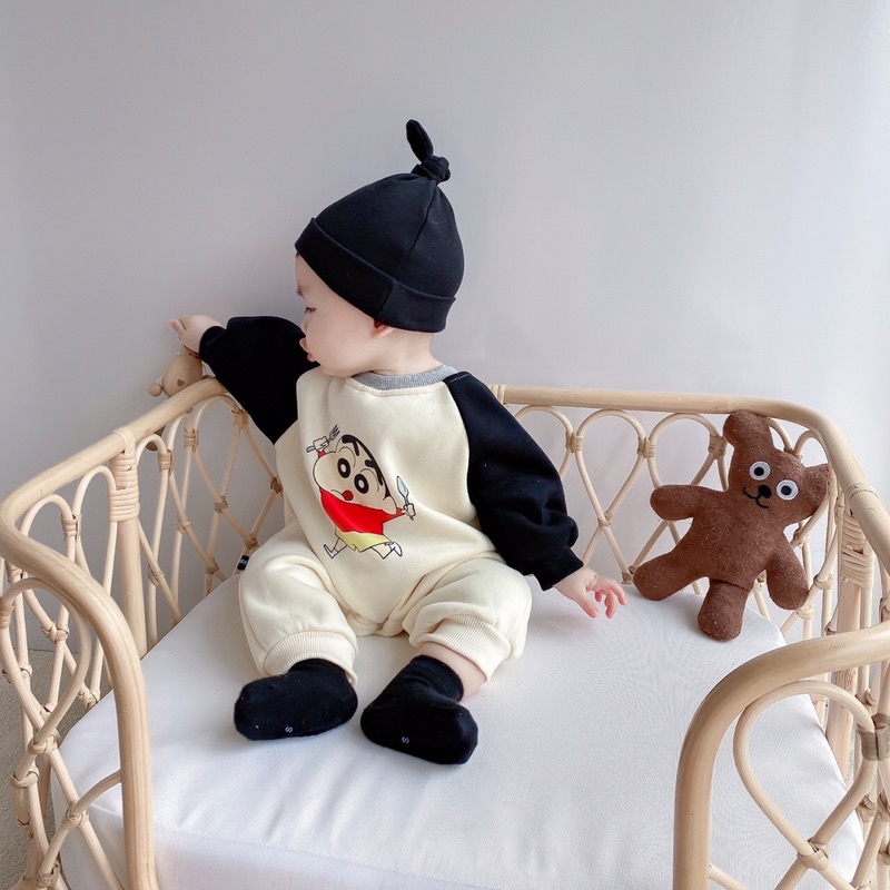 Body dài tay cho bé, nỉ bông ấm in hình họa tiết cute cho bé 4-11kg