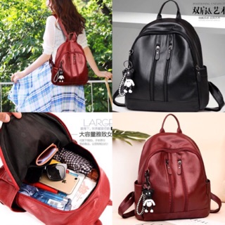 Balo Da kèm móc khóa gấu