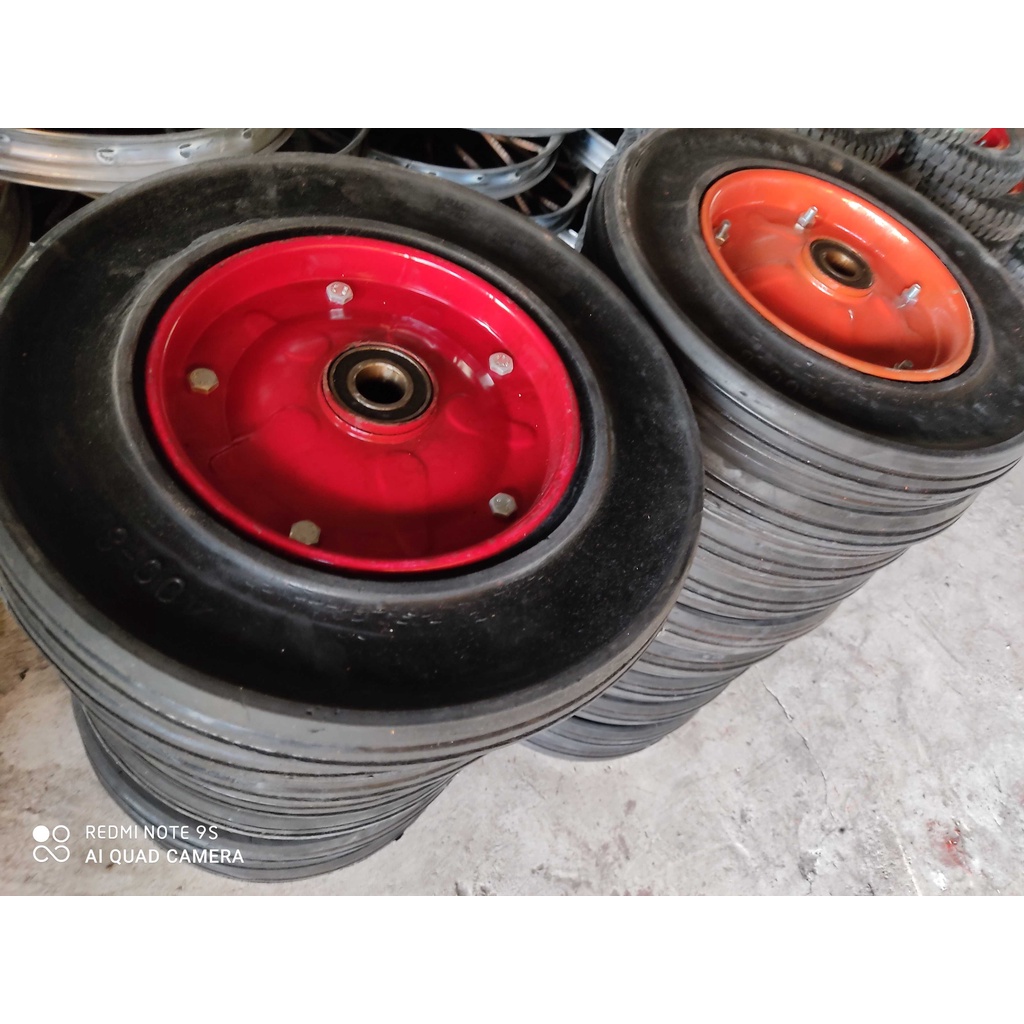 Bánh xe trộn bê tông 400-8 Đã có bi  Bánh xe đặc đường kính 35cm p35 Bánh xe cao su