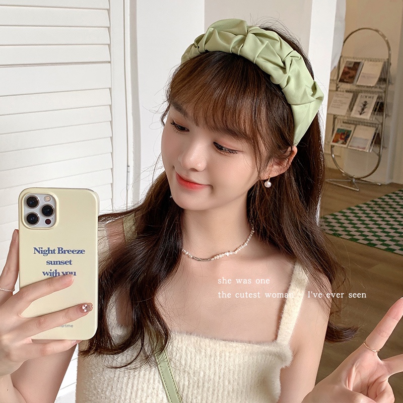 Băng Đô Vải Xếp Ly Vành Rộng Kiểu Hàn Quốc Dễ Thương Cho Nữ