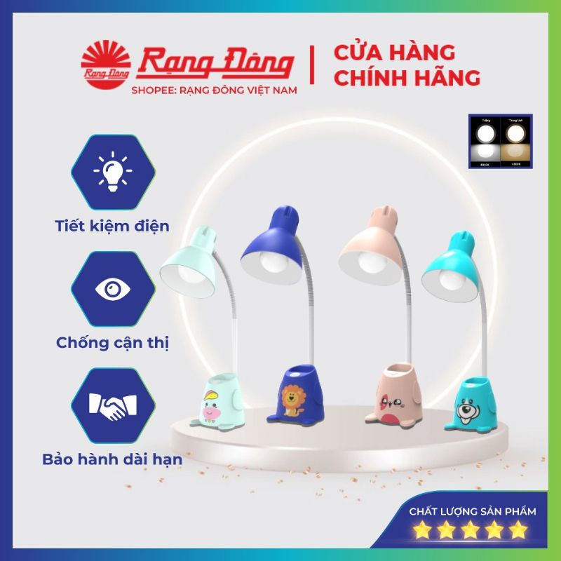 Đèn học để bàn RẠNG ĐÔNG chống cận RL24 kèm bóng LED 5W tiết kiệm điện năng, bảo vệ thị lực