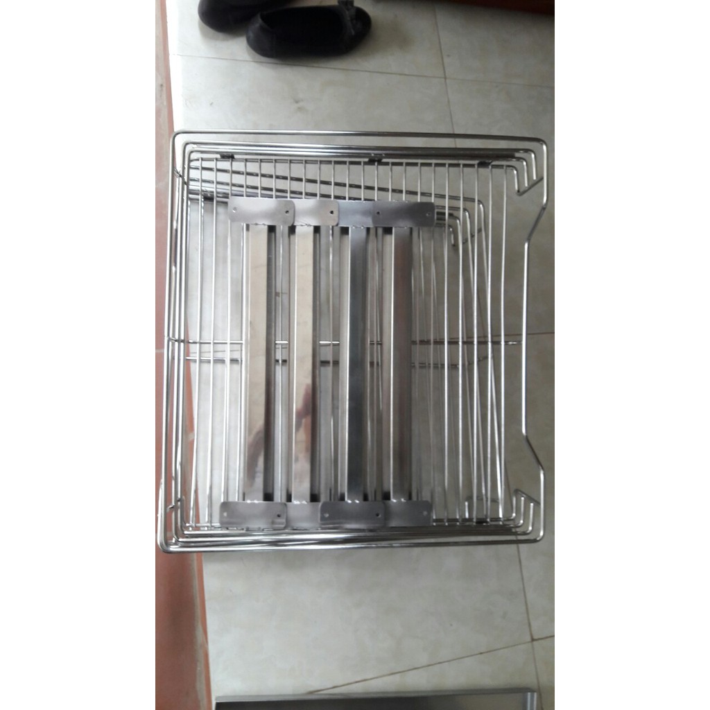 Giá để xoong nồi 2 tầng bằng Inox 304 không gỉ cho tủ bếp dưới (sản xuất theo chiều dài của khoang tủ) | BigBuy360 - bigbuy360.vn