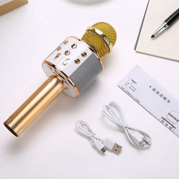 Míc kèm loa hát karaok W858 kết nối nhanh chóng,âm thanh sống động "