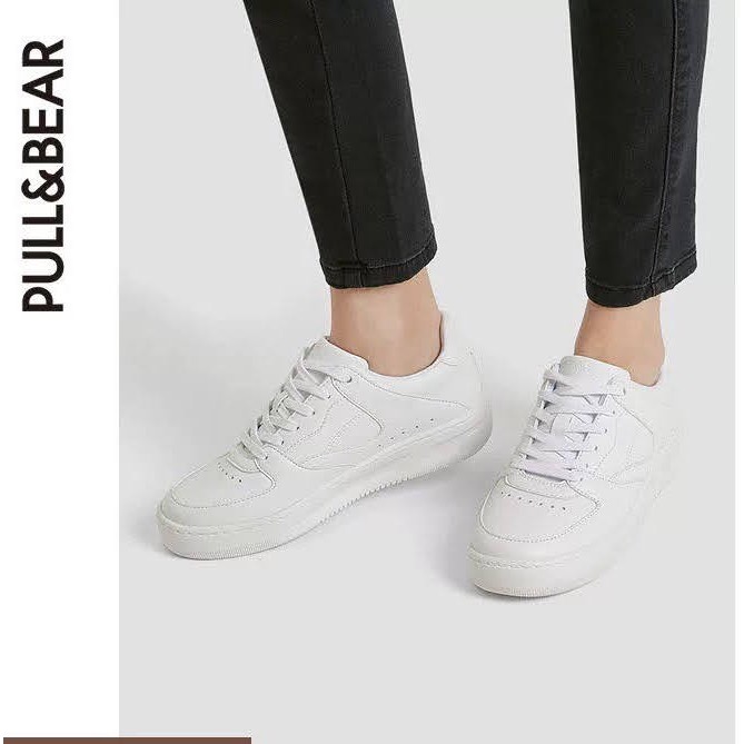 ( Sẵn size 35, 36) Giày pull&bear all white trainers