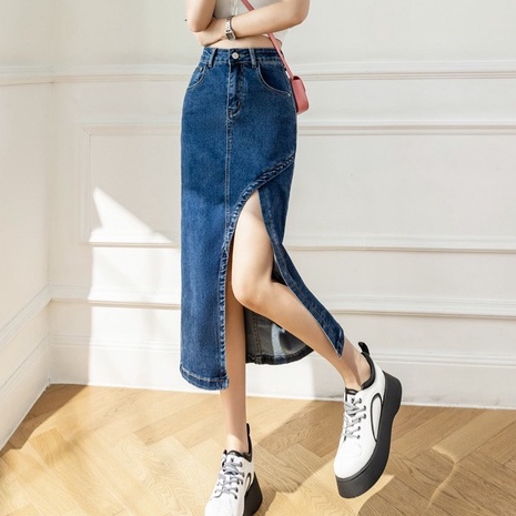 Chân váy nữ jean/ kaki cạp cao, chân váy midi dài qua gối phong cách_a19