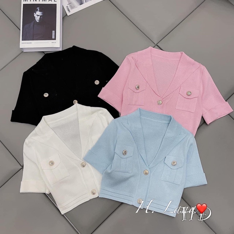 ÁO LEN CỔ V KHUY 2 TÚI