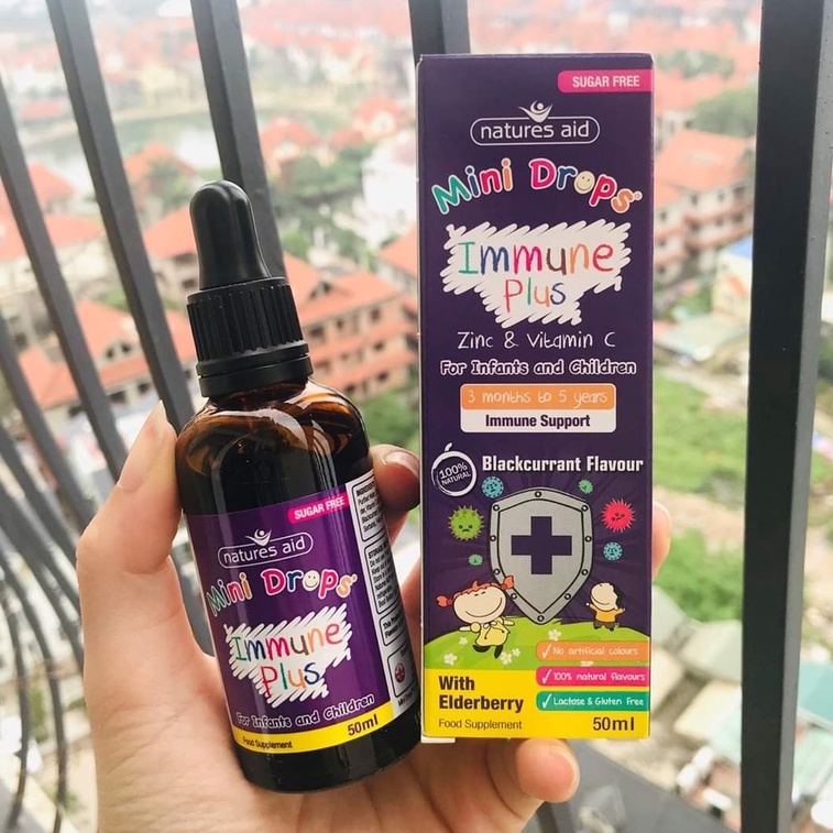 Tăng Sức Đề Kháng Natures Aid Mini Drops Immune Plus - Bổ Sung Kẽm, Vitamin C Tăng Đề Kháng Cho Bé Từ 3 Tháng - 5 Tuổi