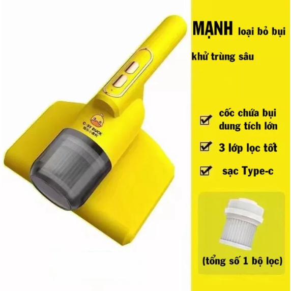 Máy Hút Bụi Cầm Tay Vịt Vàng GS DUCK Diệt Khuẩn Chăn Ga Gối Nệm Giường Ngủ, Sofa