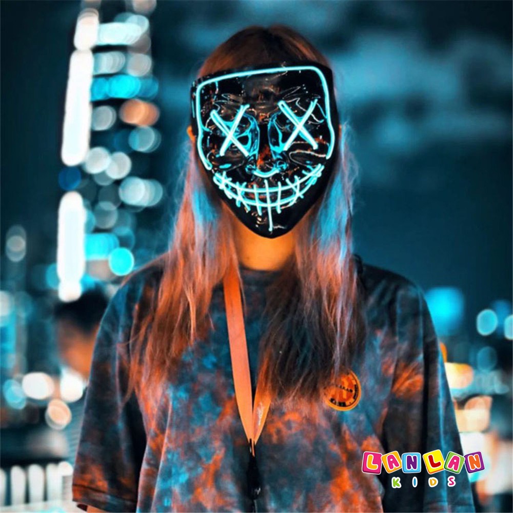 Mặt nạ hóa trang halloween LANLAN KIDS có led dạ quang nhiều màu sắc