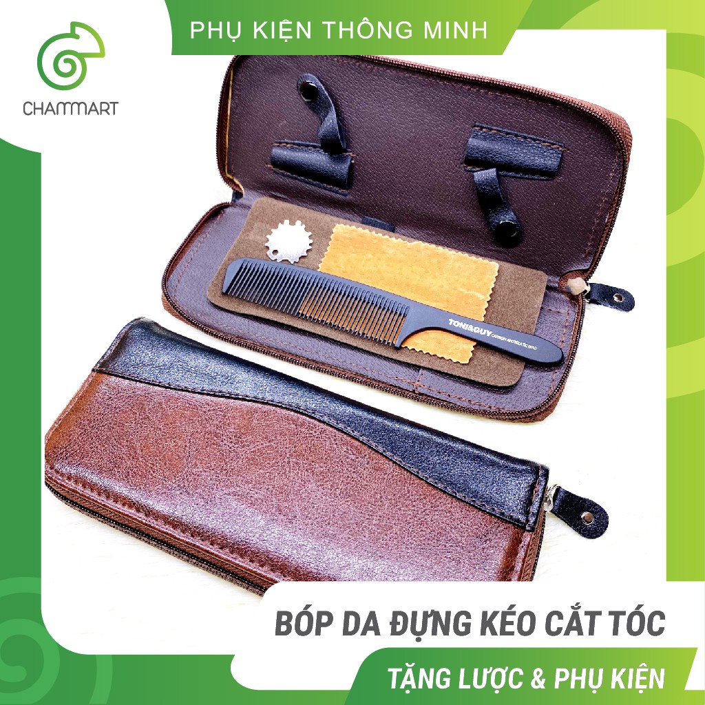 Bóp đựng kéo cắt tóc Firesmith túi ví da đựng kéo lược thời trang tặng kèm lược và phụ kiện