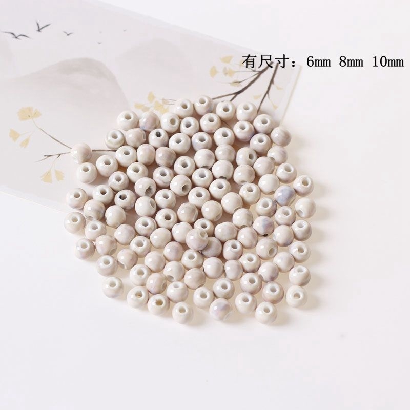 Túi 50 hạt cườm xỏ lỗ 6/ 8/ 10mm dùng làm trang sức thủ công tiện lợi