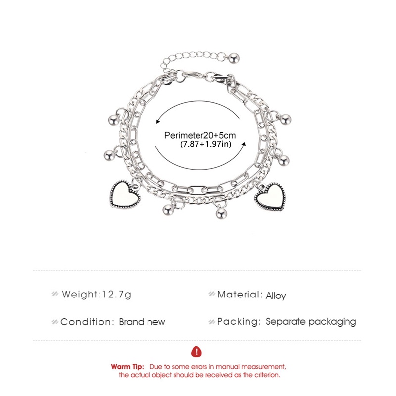 Vòng Tay Dây Xích Hai Lớp Bằng Thép Không Gỉ Hình Trái Tim Thời Trang Cho Nữ