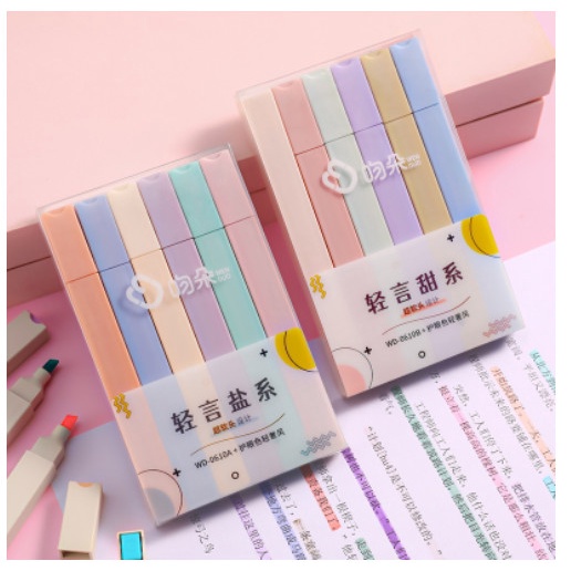 Set 6 bút dạ quang highlight dùng để đánh dấu dành cho học sinh