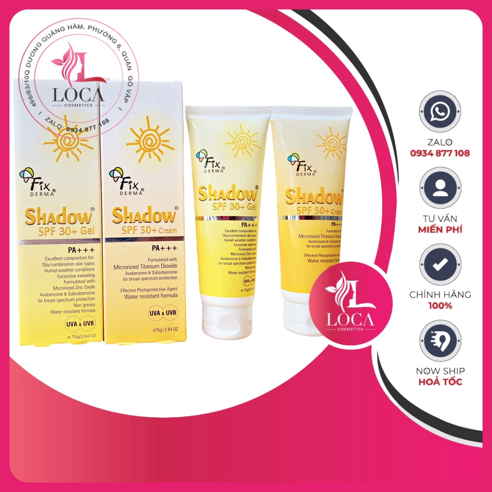 [CHÍNH HÃNG] KEM CHỐNG NẮNG SPF 50+ và SPF 30+ FIXDERMA SHADOW SPF 50+ CREAM