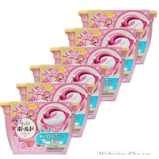 Combo 6 hộp viên giặt Gel Ball 3D 17 viên màu hồng